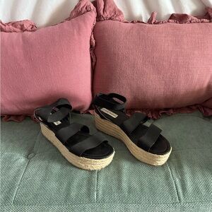Steve Madden Black Espadrille Platform Sandals